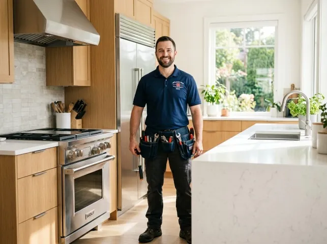 Appliance Repair Hero technician in a Brandon, IA kitchen after an appliance repair